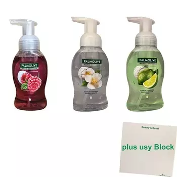 Palmolive Magic Softness Foam Мыло для рук Тестовый пакет Малина Жасмин Лайм 250 мл каждый с занятым блоком, Usy
