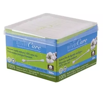 Палочки для гигиены ушей Silver Care из органического хлопка Assorted