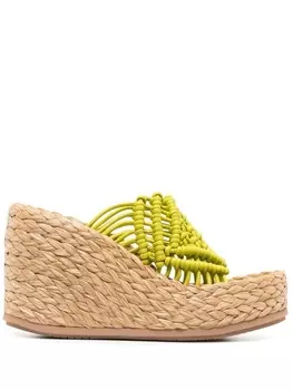 Paloma Barcel босоножки на танкетке, зеленый