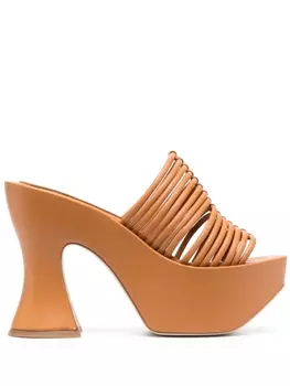 Paloma Barcel мюли с плетеными ремешками, коричневый