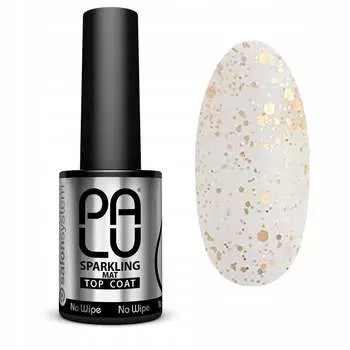 Palu, Top Sparkling Gold Mat No Wipe, гибридное верхнее покрытие, 11 г