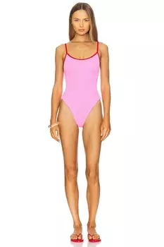 Pamela контрастный цельный купальник Hunza G, bubblegum & red