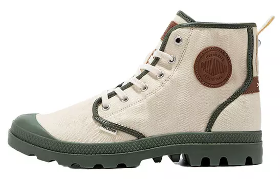 Pampa Canvas Shoes Unisex High-top Smokey White/green Palladium