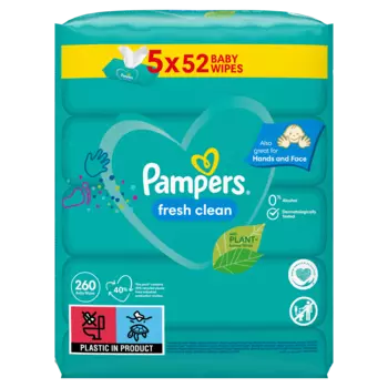 Pampers Fresh Clean детские влажные салфетки, 260 шт/уп.