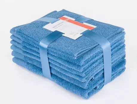 ПАНА 8 шт. Набор махровых полотенец - гостевое полотенце, полотенце для рук и душевое - разные цвета, размер: 2 гостевых / 4 полотенца для рук / 2 полотенца для душа, цвета: светло-голубой. PANA, оранжевый