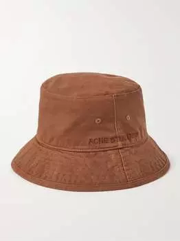 Панама Brimmo из хлопкового твила с вышитым логотипом ACNE STUDIOS, коричневый