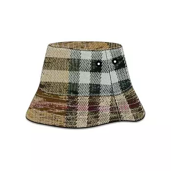 Панама Burberry в клетку с пайетками, темно-коричневая береза