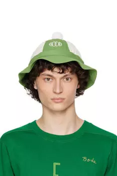 Панама дедушки с зелеными и белыми вставками Bode