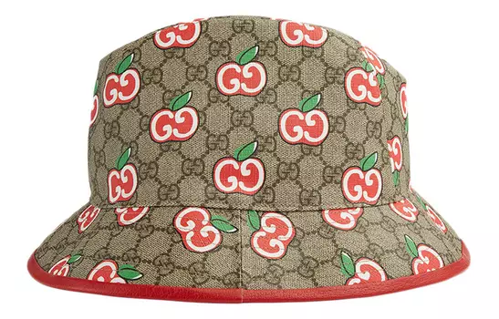 Панама Gucci с принтом, бежевый / красный