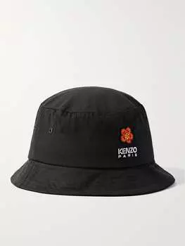 Панама из хлопкового холста с вышитым логотипом и аппликацией KENZO, черный