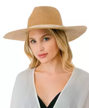 Панама из соломки с отделкой из шнура Marcus Adler, коричневый