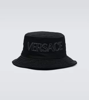 Панама La Medusa из хлопковой парусины Versace, черный