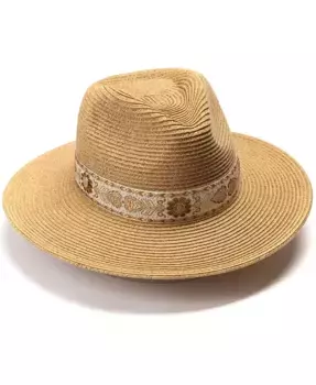 Панама с металлизированной вышитой лентой Vince Camuto, коричневый/бежевый