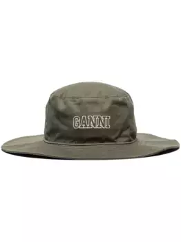 Панама с вышитым логотипом GANNI, зеленый