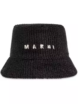 Панама с вышитым логотипом Marni, черный