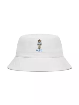 Панама с вышитым медведем Ralph Lauren Kids Polo, белый