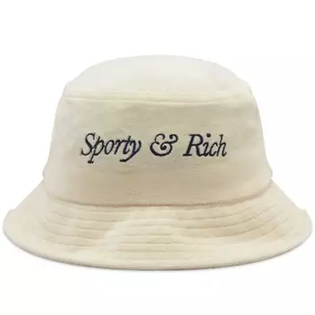 Панама Sporty & Rich Italic Logo Velour, светло-серый