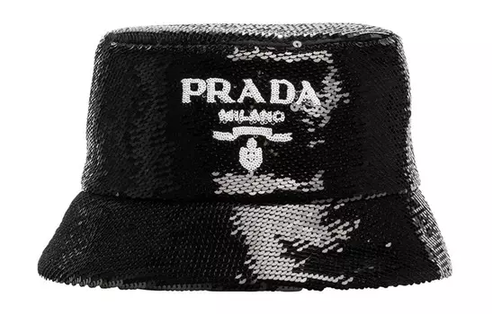 Панама Prada с блестками, черный