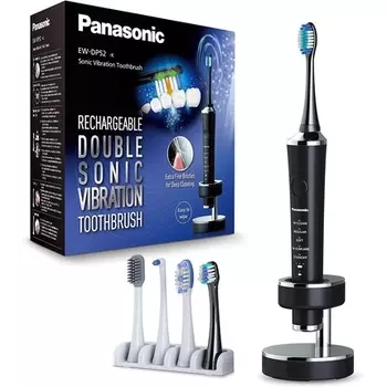 Panasonic EW-DP52-K803 Перезаряжаемая электрическая зубная щетка с двойной звуковой вибрацией, время зарядки 1 час
