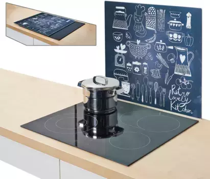 Панель/накладка плиты Zeller Present "Lovely Kitchen", (1 шт.), силиконовые ножки 50х56 см, черный