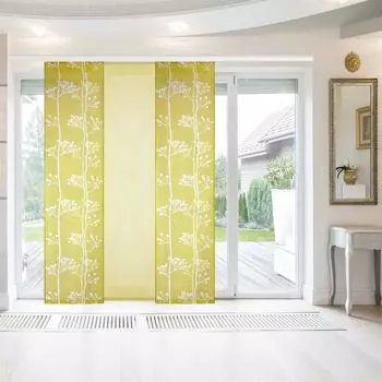 Панельная штора Bestlivings Елена упаковка 3 шт. «Burn-out» (Ш x В) 60 x 260 см с фурнитурой оливково-зеленый, выгоревшие мотивы, раздвижная штора