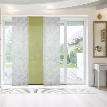 Панельная штора Bestlivings Елена, упаковка из 3 шт. «печатных» (Ш x В) 60 x 260 см Green Leafs 1, раздвижная штора с печатным рисунком, в разных цветах, зеленый