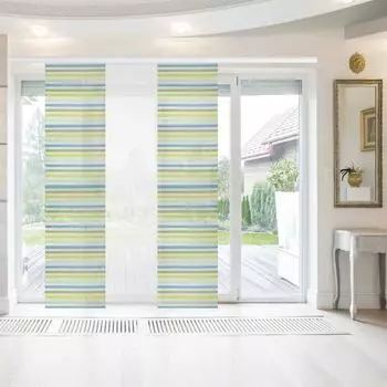 Панельная штора Bestlivings Елена, упаковка из 3 шт. «в полоску» (Ш x В) 60 x 260 см, включая фурнитуру, зеленая, полосатая раздвижная штора, в разных цветах, синий