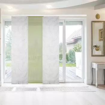 Панельная штора Bestlivings Елена, упаковка из 3 шт. «печатных» (Ш х В) 60 x 260 см, включая аксессуары Green Leafs 2, раздвижная штора с принтом, в разных цветах, зеленый