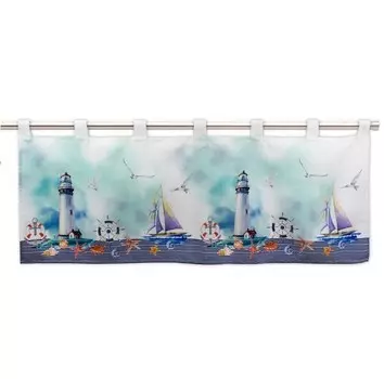 Панельная штора Delindo Lifestyle Bistrogardine Leuchtturm, 120x45 см, синий