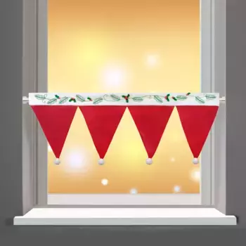 Панельная штора Delindo Lifestyle "Рождественская шапка", (1 шт.), с карнизом, для кухни, со светодиодной подсветкой, красный