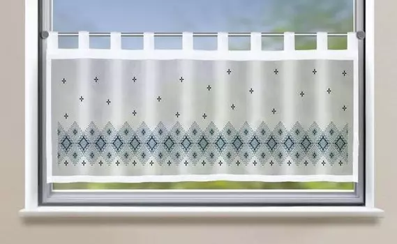 Панельная штора Gardinenbox Bistro Voile Bedruckt, 140x45x1 см цвет raute blau