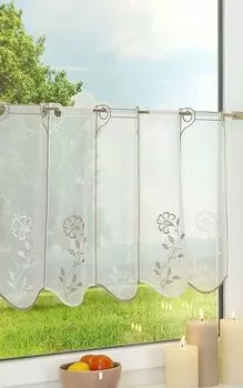 Панельная штора из LYSEL - цветы (Ш х В) 80см*30см бежевый/бежево-белый