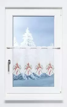 Панельная штора из плауэнского кружева - свеча с бантом (Ш х В) 259,2см*40см красный/разноцветный Plauener Spitze