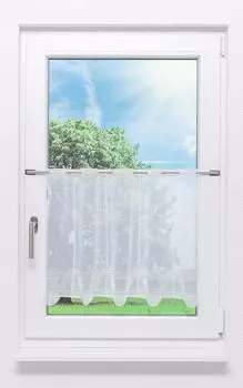 Панельная штора из плауэнского кружева - волны (Ш х В) 65,60см*30см желтый/светло-желтый Plauener Spitze