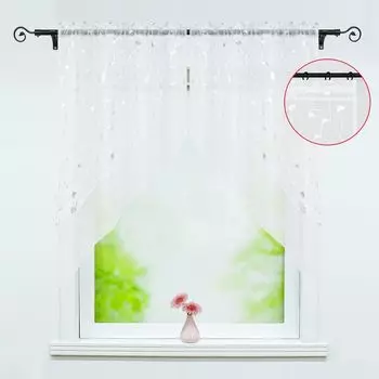 Панельная штора Joyswahl, двухслойные кухонные шторы, маленькое окно, короткая штора с серебристым структурным принтом, кулиска, белый, В x Ш 80 x 80 см, 2 шт. в упаковке