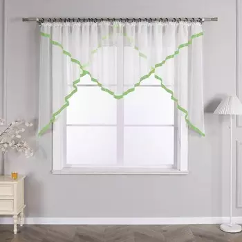 Панельная штора Joyswahl, лента с рюшами, штора-вуаль с атласной лентой, прозрачная, современная штора, 1 шт., зеленая, В x Ш 145 x 300 см, зеленый
