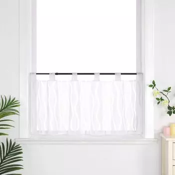 Панельная штора Joyswahl с петлями, современная кухня, штора-бистро, короткая штора-вуаль с волнистыми полосками, белый, В x Ш 45 x 90 см
