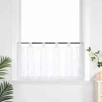 Панельная штора Joyswahl с петлями, современная кухня, штора-бистро, короткая штора-вуаль с волнистыми полосками, белая, В x Ш 60 x 145 см, белый