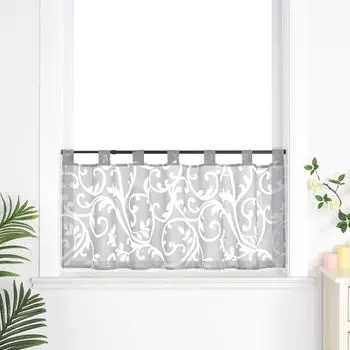 Панельная штора Joyswahl Современная штора-бистро с петлями Прозрачная кухонная короткая штора с узором усики Серая В x Ш 60 x 120 см, серый