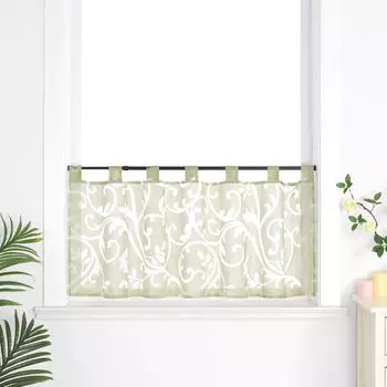 Панельная штора Joyswahl Современная штора-бистро с петлями Прозрачная выгоревшая кухонная короткая штора с рисунком усиков Зеленый В x Ш 60 x 90 см