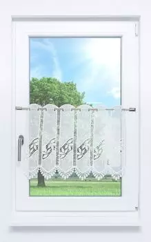 Панельная штора Lysel - Ветки фикуса (Ш х В) 241,5см*45см белый/сырой белый