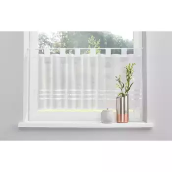 Панельная штора мой дом «Кира», (1 шт.), с пришитыми с одной стороны атласными лентами, горизонтальные полосы My Home, белый