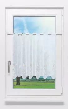 Панельная штора от Plauener Spitze - чашечки цветов (Ш х В) 246см*60см бежевый/бежевый