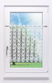 Панельная штора Plauener кружевная гирлянда из листьев #1Ш (Ш х В) 244см*30см белая Plauener Spitze, белый