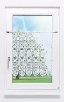 Панельная штора Plauener Lace - цветочное кружево #1Ш (ШxВ) 42см x 32см белый Plauener Spitze