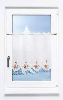 Панельная штора Plauener Spitze - Advent Light (Ш х В) 128см * 55см красный/красный