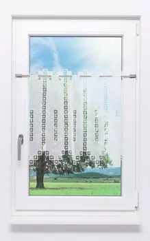 Панельная штора Plauener Spitze - Алмаз (Ш х В) 128см*57см белая, белый