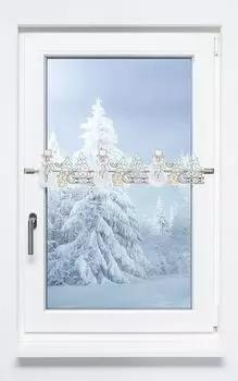 Панельная штора Plauener Spitze - бордюр снеговика №1Ш (ШxВ) 176см x 15см зеленый