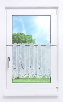 Панельная штора Plauener Spitze - цветочная игра №1Ш (Ш х В) 210,6см*50см чисто-белый/белый