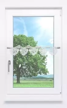 Панельная штора Plauener Spitze - цветочное сердце (Ш х В) 224см*13см белый/сырой белый